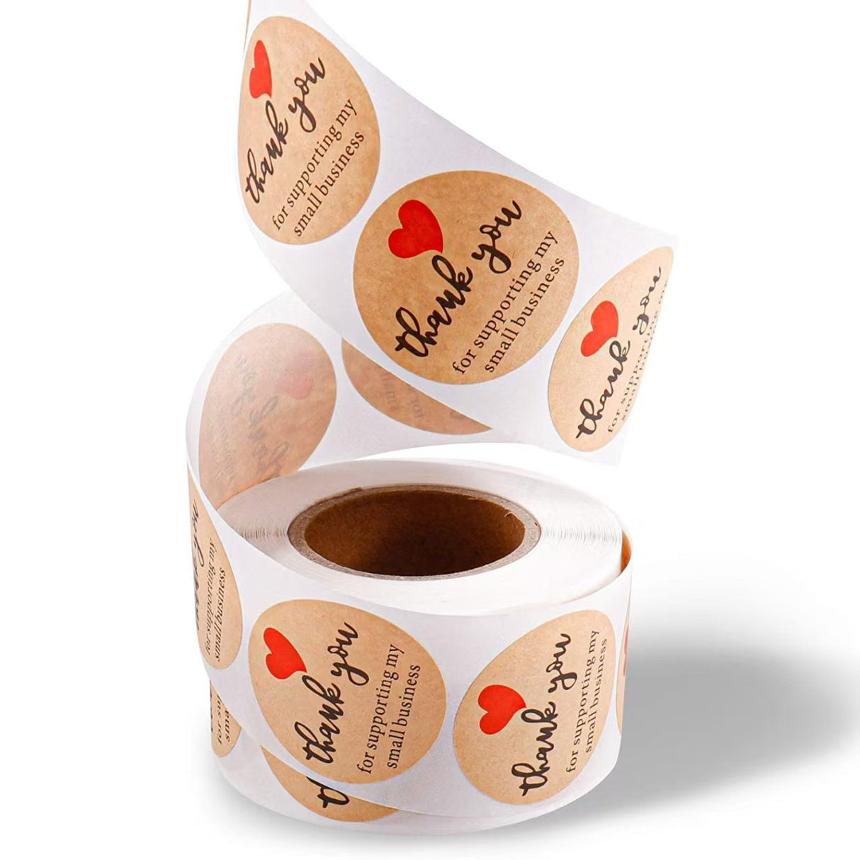 500Pcs Kraft Paper Thank You Sticker Roll 25mm Round Labels