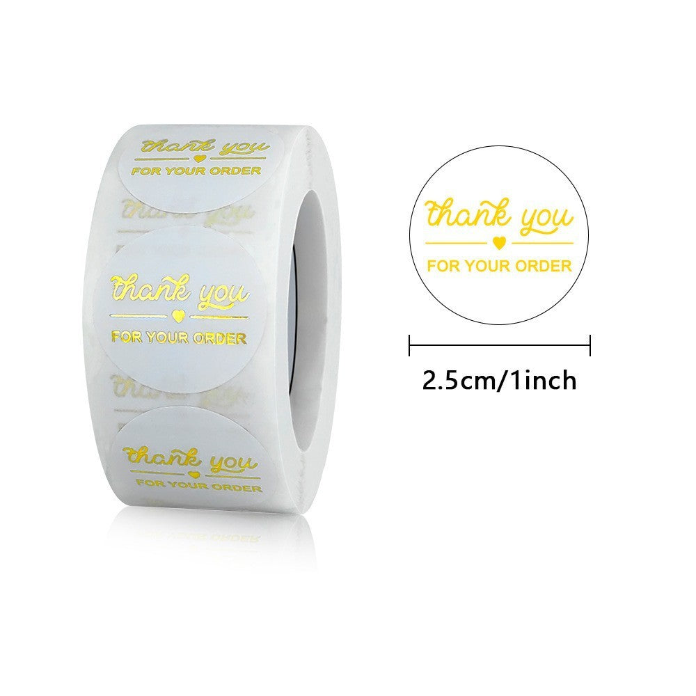 500PCS Gold Foil Thank You Sticker Roll 1 Inch Round Labels