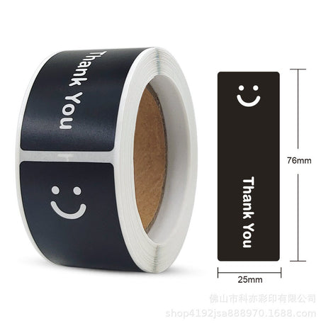 120Pcs Smiley Thank You Sticker Roll 25*75mm Rectangular Labels