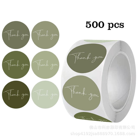 500Pcs 1-Inch Assorted Neutral Tone Thank You Sticker Roll - INS Style Self-Adhesive Gift Seals