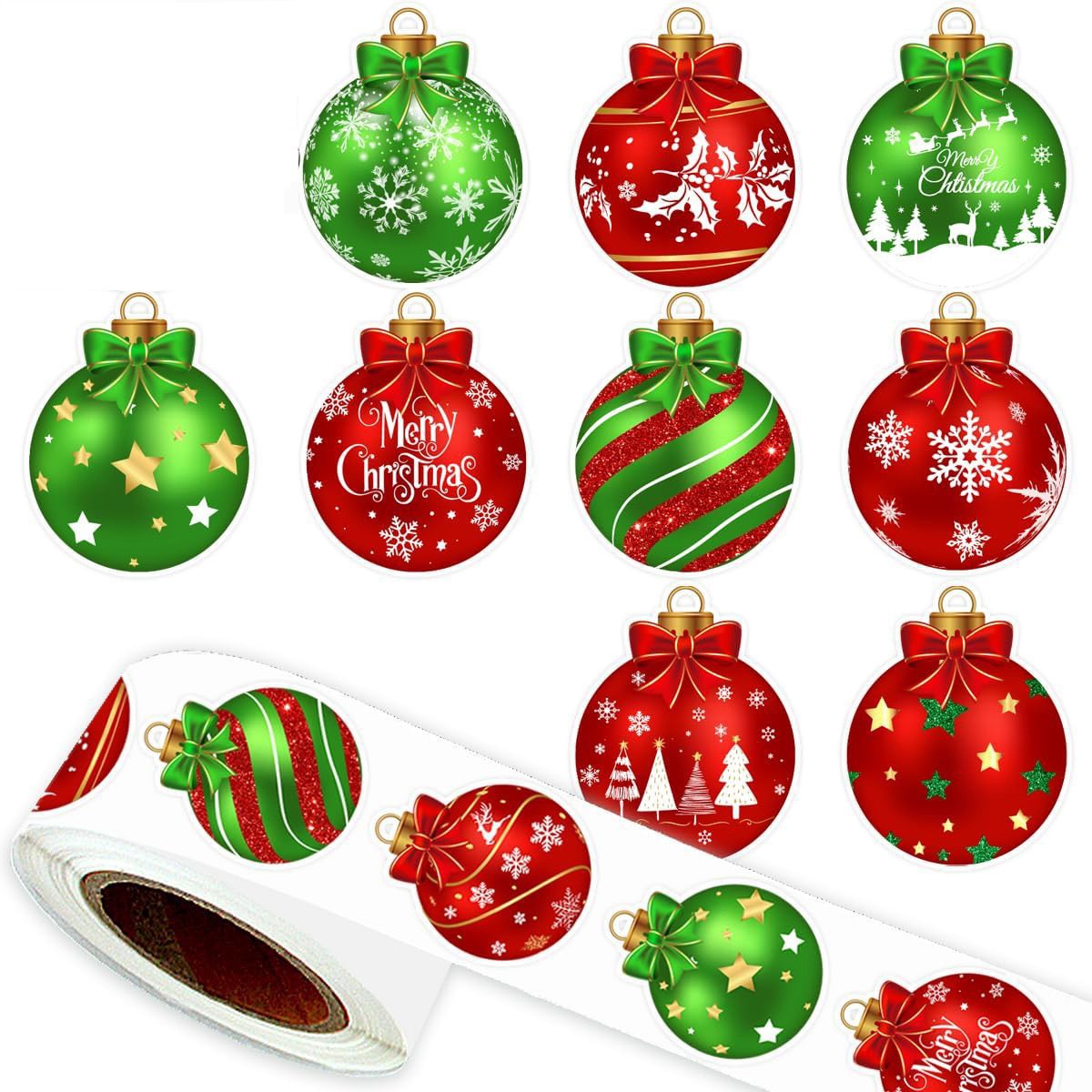 500Pcs Christmas Balloon & Window Sticker Roll – Party Labels