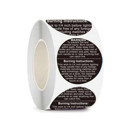 500Pcs Candle Warning Sticker Roll – Round Safety Labels