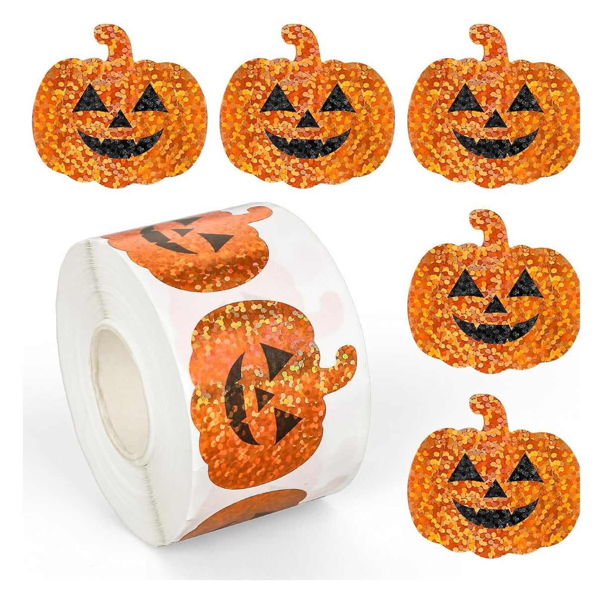 500Pcs Halloween & Christmas Holographic Sticker Roll – Waterproof