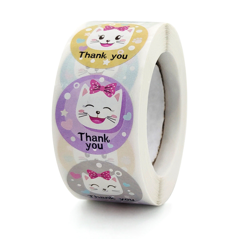 Kids Cartoon Cat Sticker Roll – Teacher Reward & Gift Labels