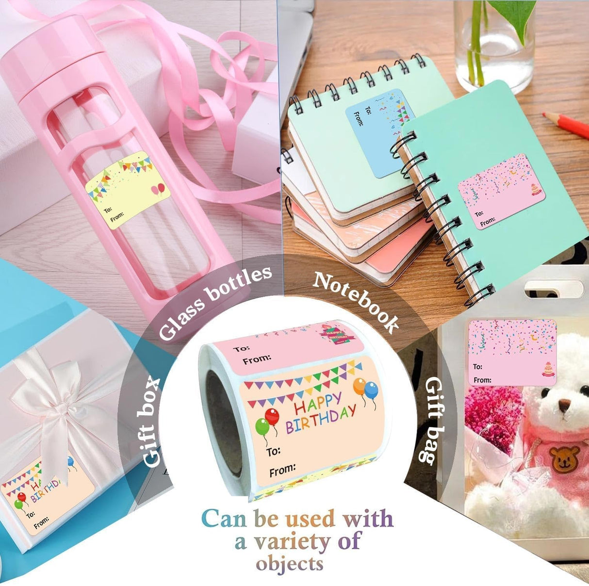 200Pcs Happy Birthday Sticker Roll – Office & Gift Decoration