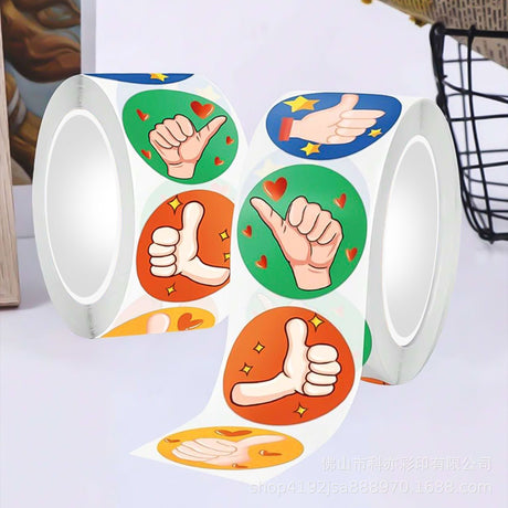 Kids Thumbs-Up Reward Sticker Roll – Classroom Encouragement Label