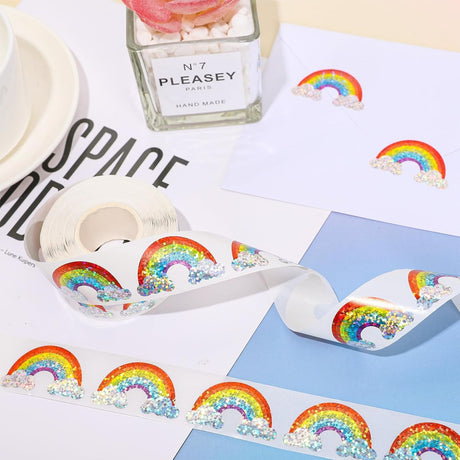 Laser Holographic Christmas Tree Sticker Roll – Waterproof Labels