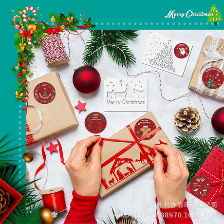 Christmas Holiday Sticker Roll – Gift Packaging Adhesive Labels