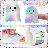 500Pcs Halloween Pumpkin & Ghost Sticker Roll – Waterproof