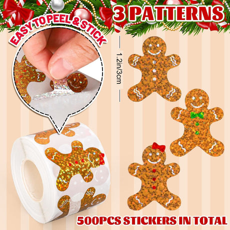 500Pcs Cartoon Holographic Sticker Roll – Office & Gift Labels