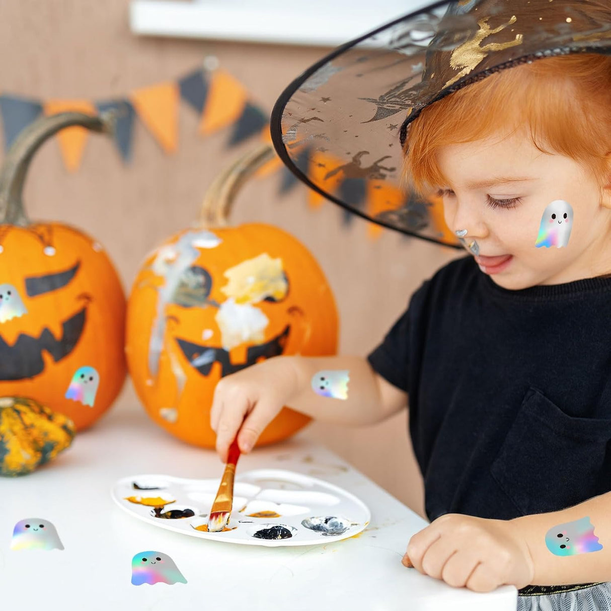 500Pcs Halloween Pumpkin & Ghost Sticker Roll – Waterproof