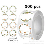 500Pcs Blank Kraft Floral Sticker Roll – Writable Gift Labels