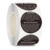 500pcs Candle Warning Sticker Roll – Round Safety Labels for Candle Jars