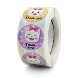 500Pcs Cute Cartoon Cat Thank You 500pcs Cute Cartoon Cat Thank You Stickers – 1 Inch Round Labels for Kids & Pet LoversRoll - 1-Inch Round Labels