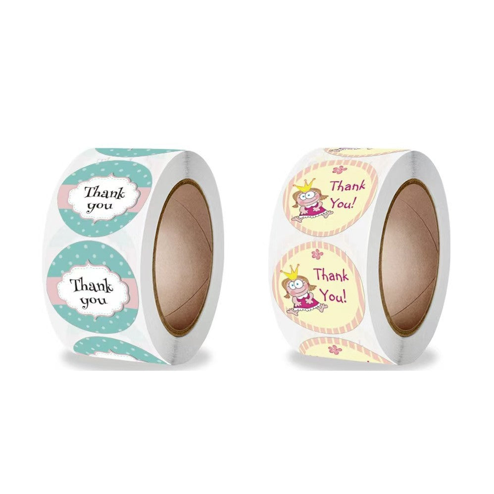 500pcs Cute Cartoon Princess Thank You Stickers – Self-Adhesive Gift Seal Labels