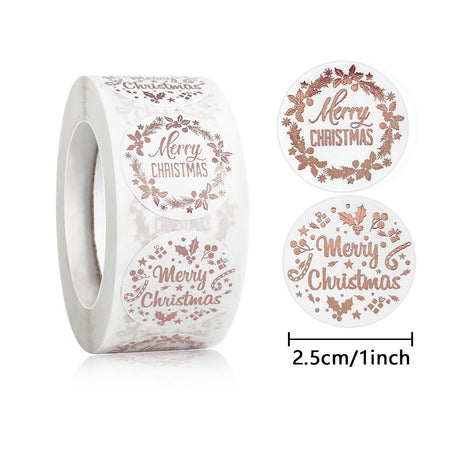 500pcs Christmas Foil Stickers – Roll for Gift Decoration & Holiday Packaging
