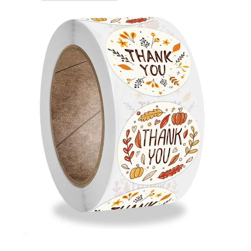 500pcs Colorful Floral Thank You Stickers – Copperplate Self-Adhesive Gift Box Labels