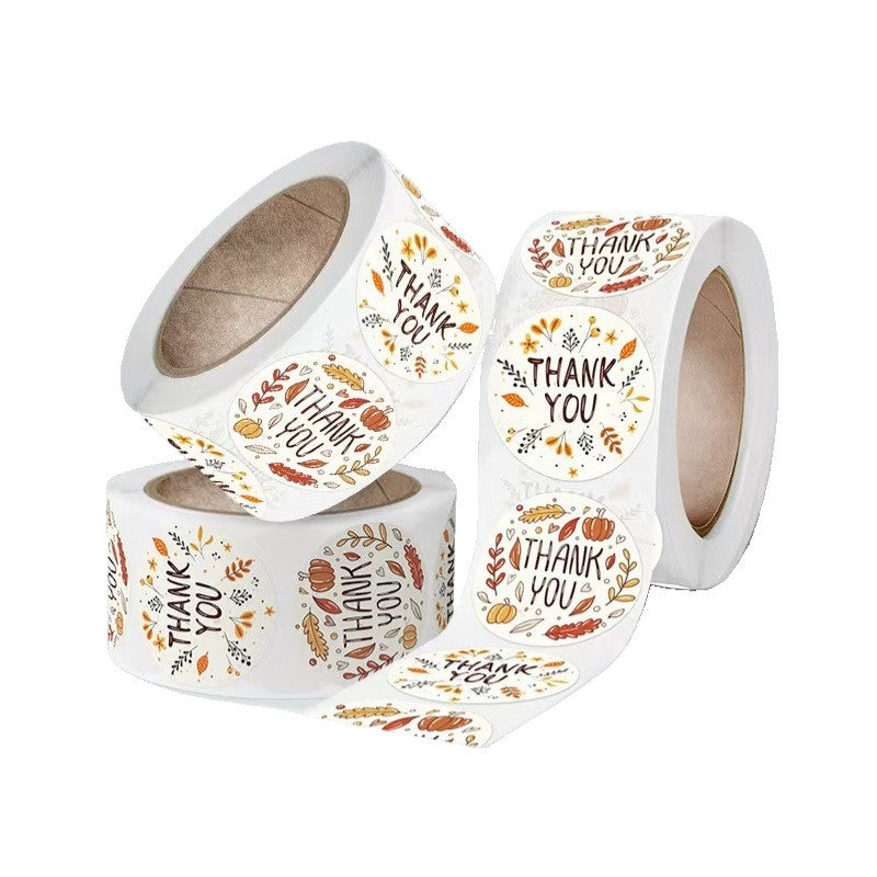 500pcs Colorful Floral Thank You Stickers – Copperplate Self-Adhesive Gift Box Labels