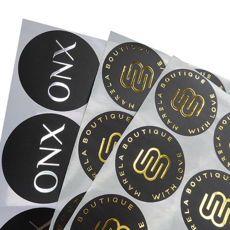 500pcs Custom Logo Gold Foil Stamping Stickers – Round Personalized Adhesive Labels