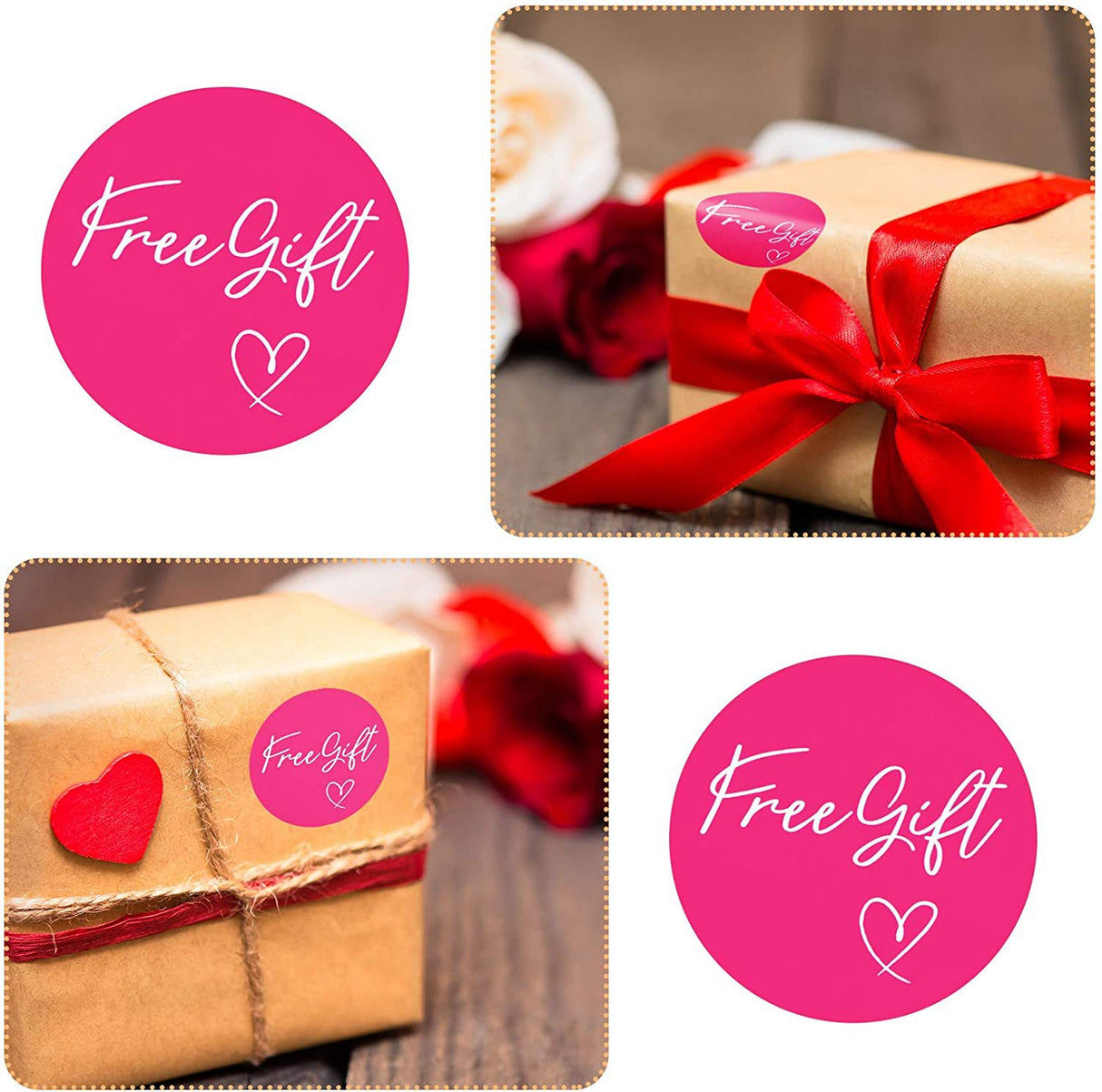 500pcs Custom Logo Adhesive Label Roll – Glossy Paper Seal Stickers
