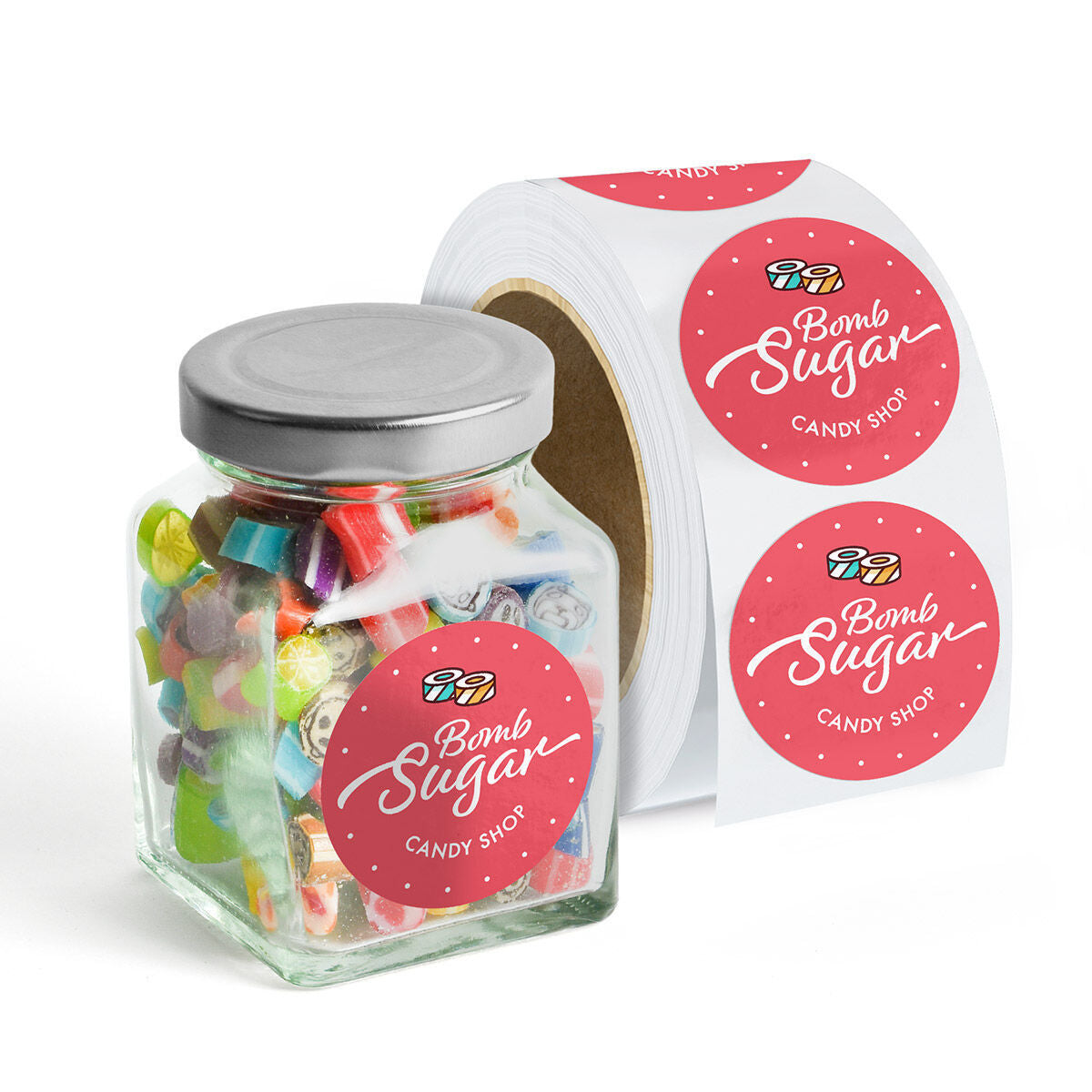 500pcs Custom Printed Adhesive Label Roll – Colorful Logo Stickers