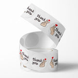 500pcs Cute Finger Heart Thank You Stickers – White Copperplate Self-Adhesive Labels