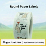 500pcs Cute Finger Heart Thank You Stickers – White Copperplate Self-Adhesive Labels