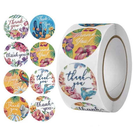 500pcs Floral Greenery Thank You Stickers – Self-Adhesive Bakery Gift Seal Labels