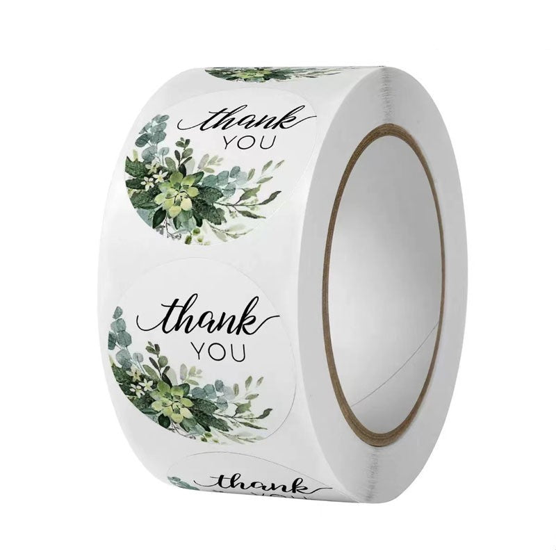 500pcs Floral Greenery Thank You Stickers – Self-Adhesive Bakery Gift Seal Labels
