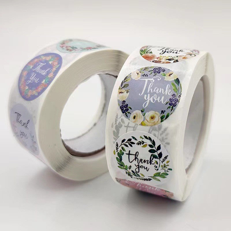 500pcs Floral Greenery Thank You Stickers – Self-Adhesive Bakery Gift Seal Labels