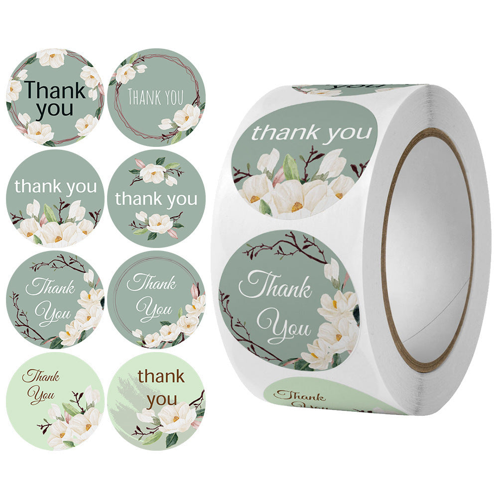 500pcs Floral Thank You Stickers – Rose Design Adhesive Labels for Gifts