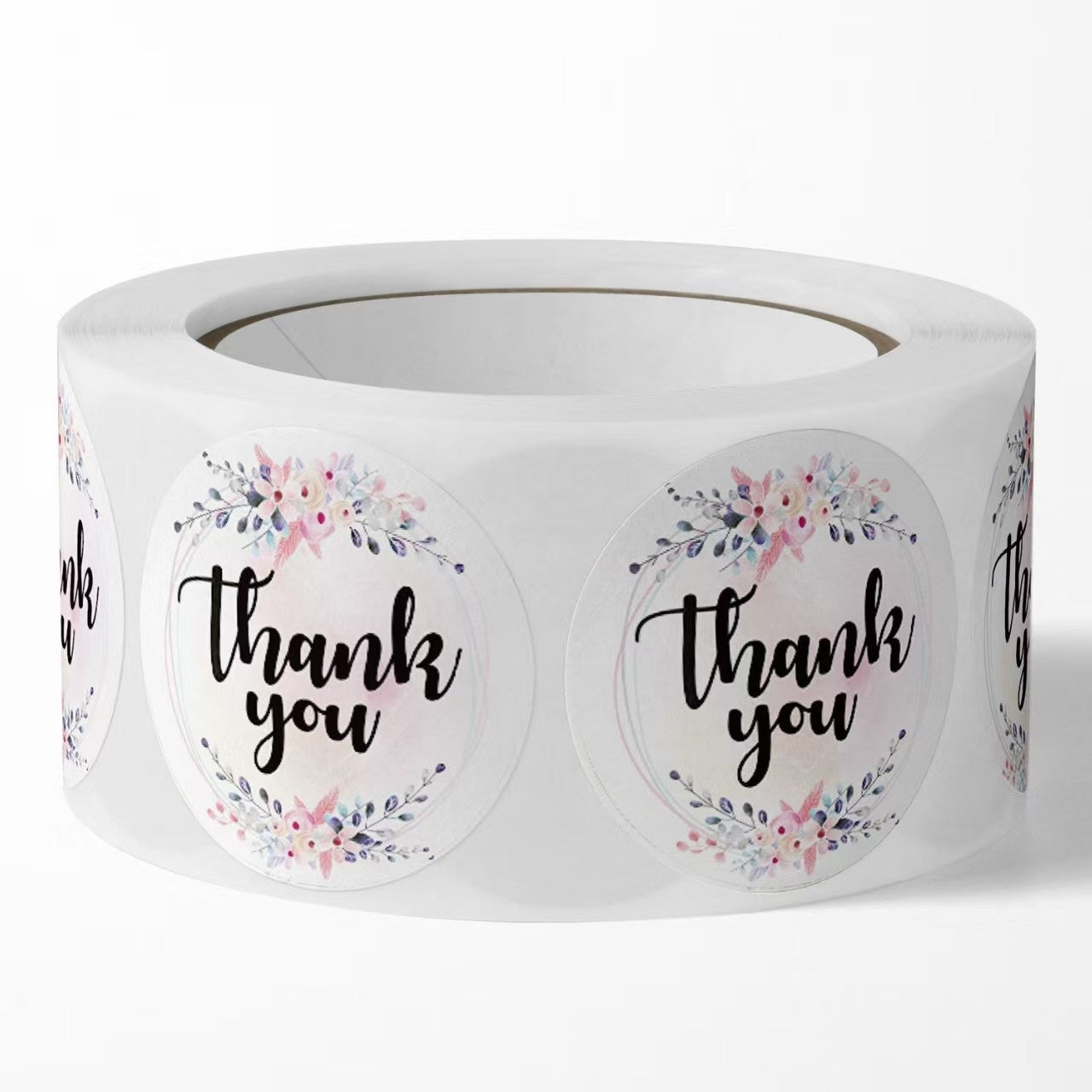 500pcs 1 Inch Floral Thank You Stickers – White Self-Adhesive Gift Seals