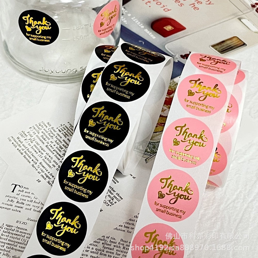 500pcs Gold Foil Thank You Stickers – 2.5cm Round Labels for Gifts & Orders