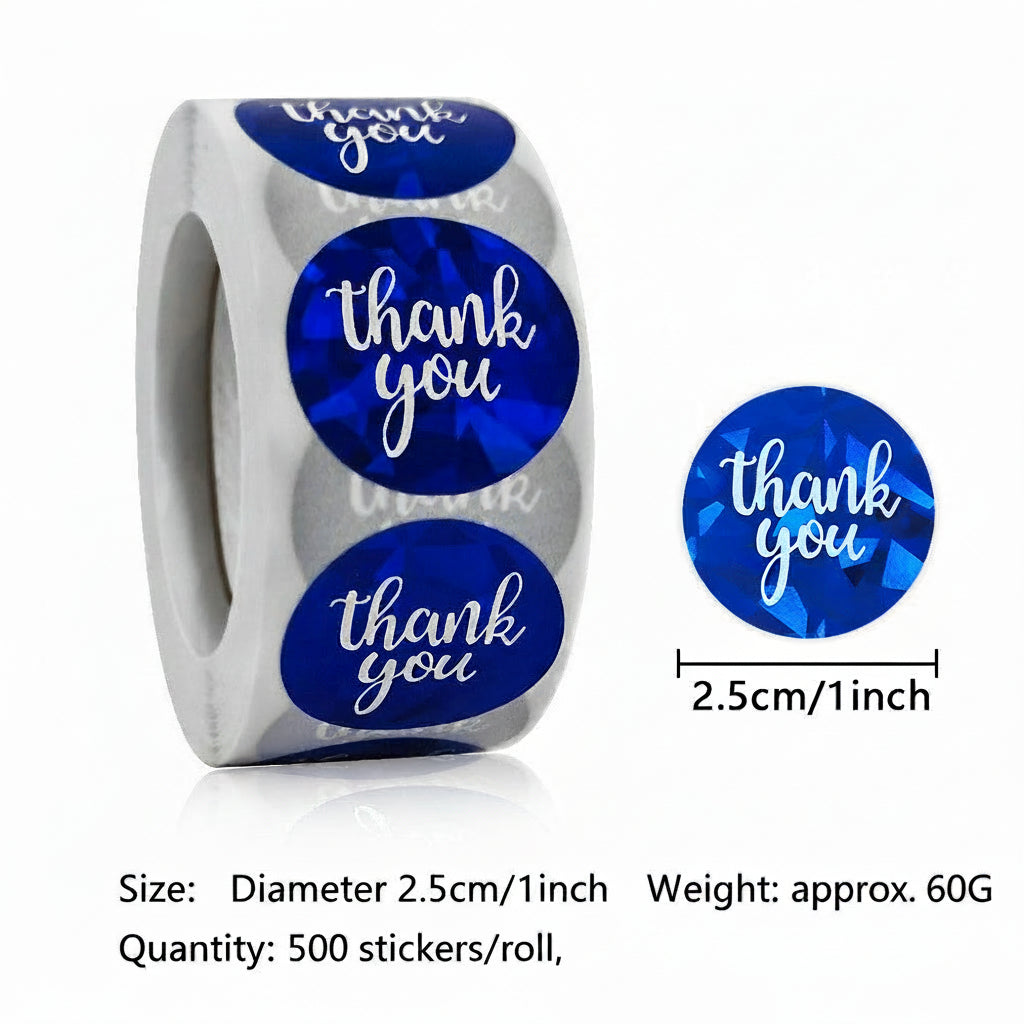 500pcs Gold Foil Thank You Stickers – Roll for Gift Packaging Seal Labels