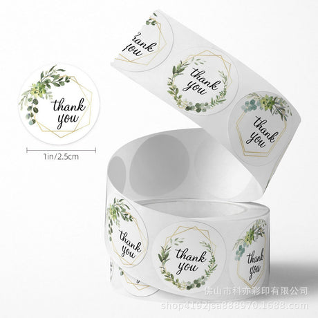 500pcs Gold Frame Thank You Stickers – 2.5cm Round Labels for Gifts