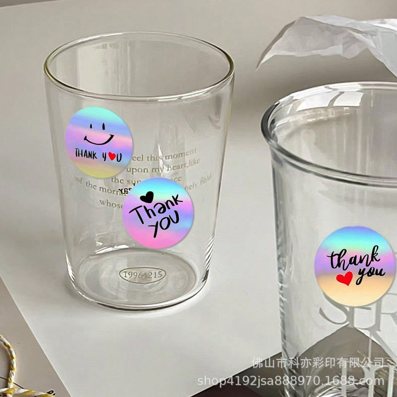 500pcs Holographic Thank You Stickers – 2.5cm Round Assorted Design Labels