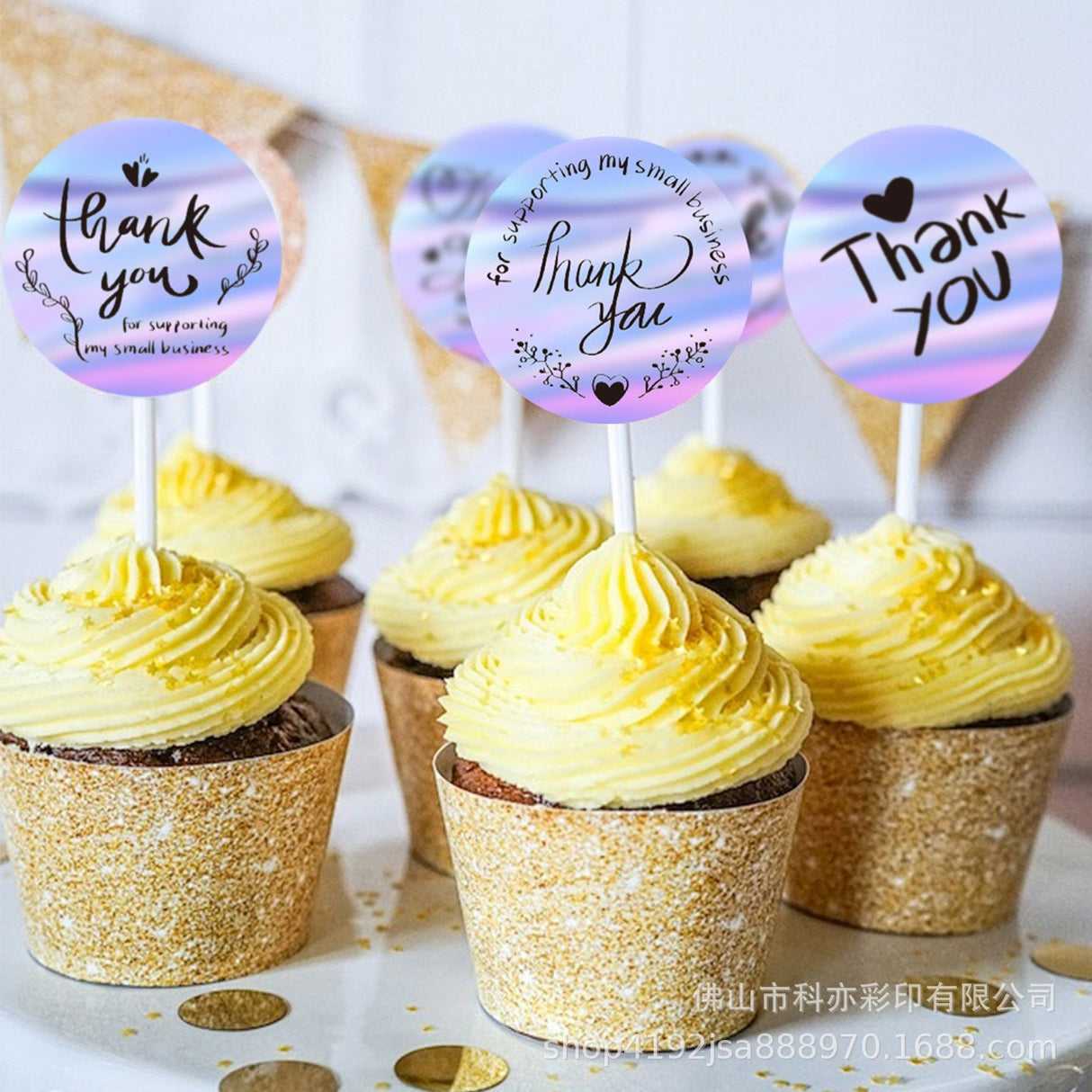 500pcs Holographic Thank You Stickers – 2.5cm Round Assorted Design Labels