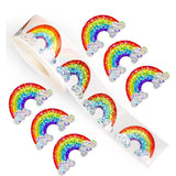 500pcs Laser Holographic Christmas Tree Stickers – Waterproof Roll for Holiday Gifts