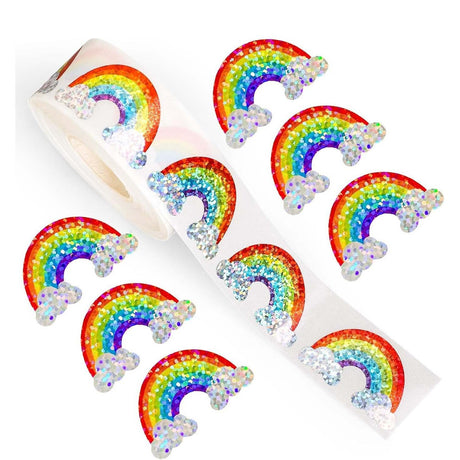 500pcs Laser Holographic Christmas Tree Stickers – Waterproof Roll for Holiday Gifts