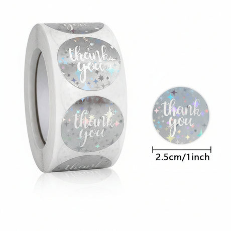 500pcs Holographic Gold Foil Thank You Stickers – 1 Inch Round for Luxury Gifts