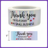Holographic Thank You Sticker Roll - 1"x3" Rectangle Labels for Small Business