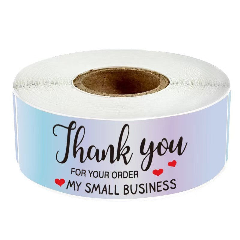 Holographic Thank You Sticker Roll - 1"x3" Rectangle Labels for Small Business