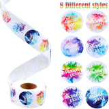 500pcs Holographic Watercolor Thank You Stickers – 25mm Round Decorative Labels