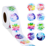 500pcs Holographic Watercolor Thank You Stickers – 25mm Round Decorative Labels
