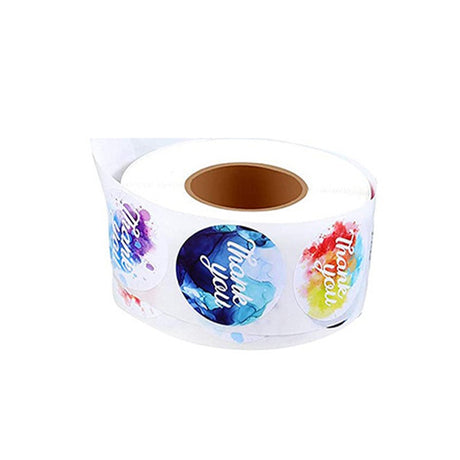 500pcs Holographic Watercolor Thank You Stickers – 25mm Round Decorative Labels