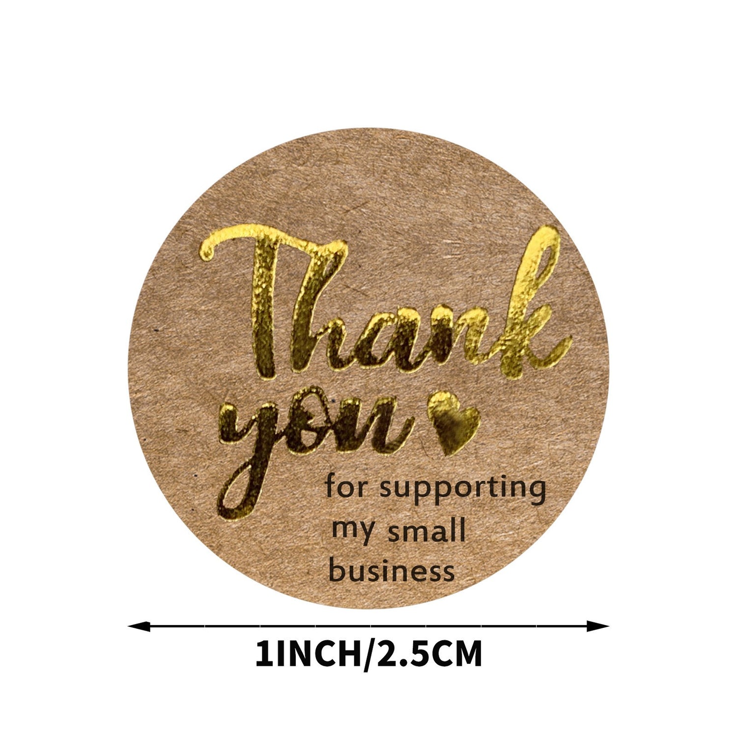 500pcs Gold Foil Kraft Thank You Stickers – 1 Inch Round for Small Business Support