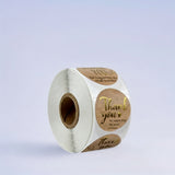 500pcs Gold Foil Kraft Thank You Stickers – 1 Inch Round for Small Business Support
