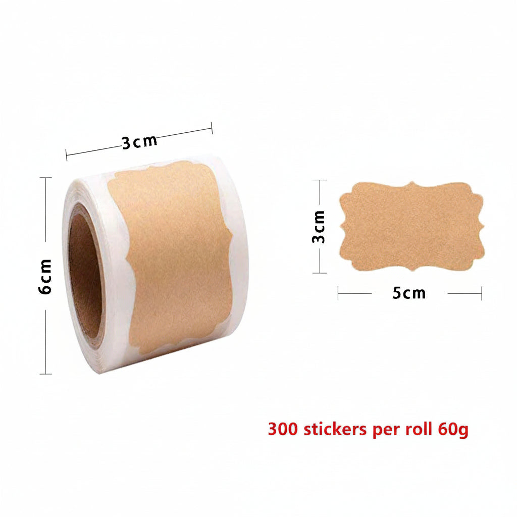 500pcs Kraft Paper Blank Stickers – Roll for Baking Packaging & Labeling