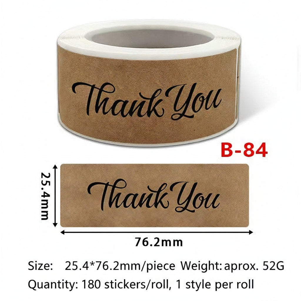 500pcs Kraft Paper Thank You Stickers – 2.5x7.5cm Rectangular Labels for Rustic Gifts