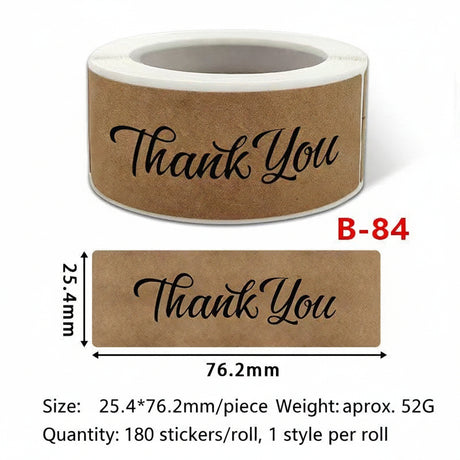 500pcs Kraft Paper Thank You Stickers – 2.5x7.5cm Rectangular Labels for Rustic Gifts